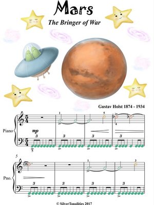 cover image of Mars the Bringer of War Easy Piano Sheet Music with Colored Notes